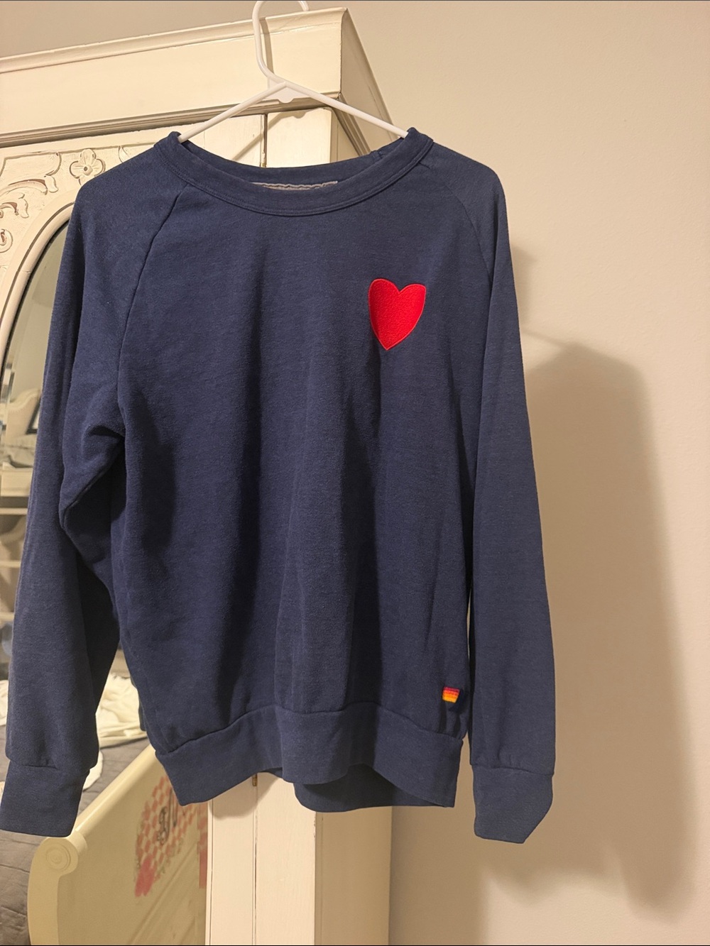 Aviator Nation Navy Sweatshirt with Red Heart Accent